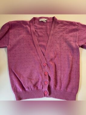 Fashion Avenue Sweater Sz Large Pountelle Knit Cardigans V Neck Coquette 80-90s